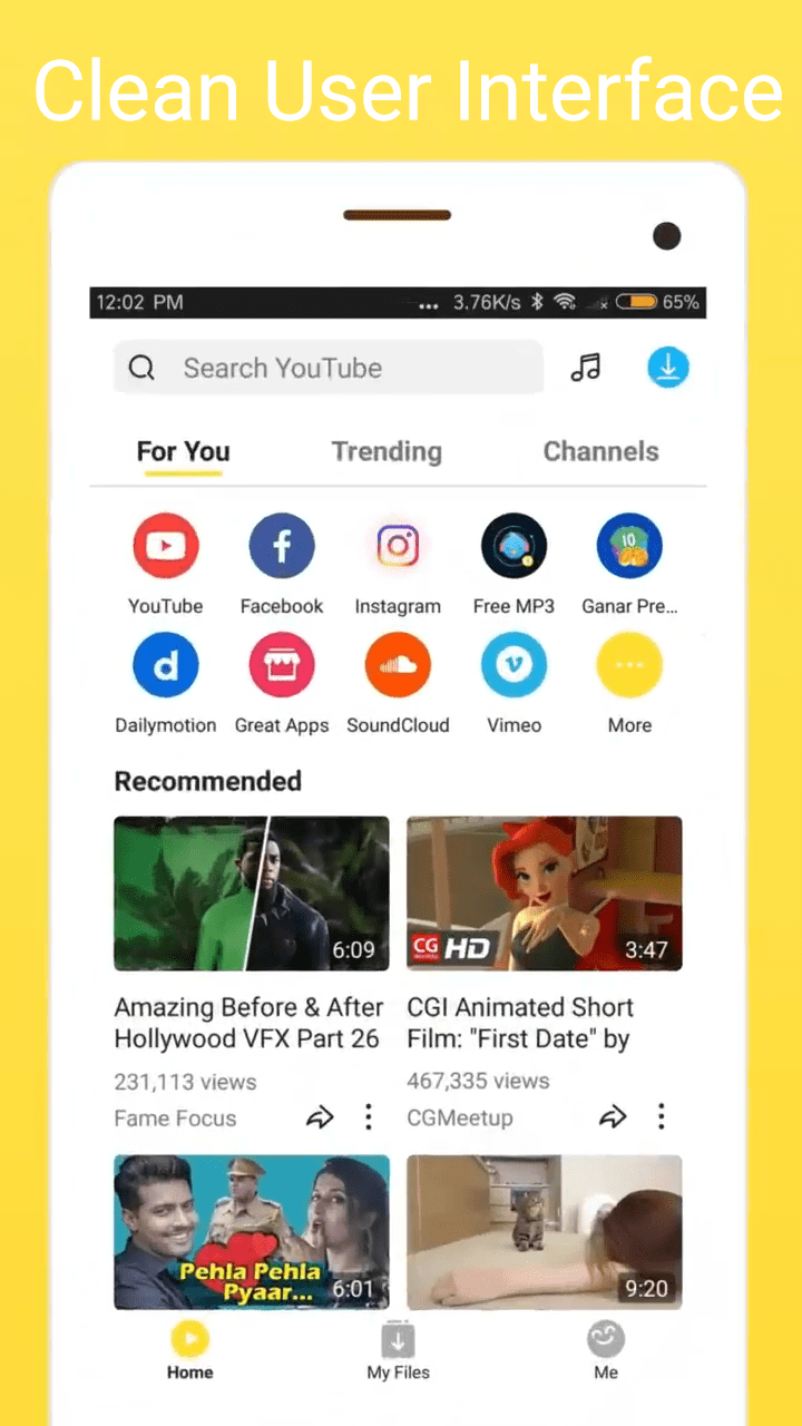 Clean User Interface of the Latest Snaptube App